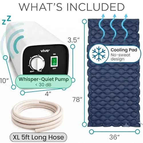 Vive Alternating Air Pressure Mattress Pad with Pump 203 cm (78 Inches) | Doctor Recommended for Bed Sore Relief thumbnail 2