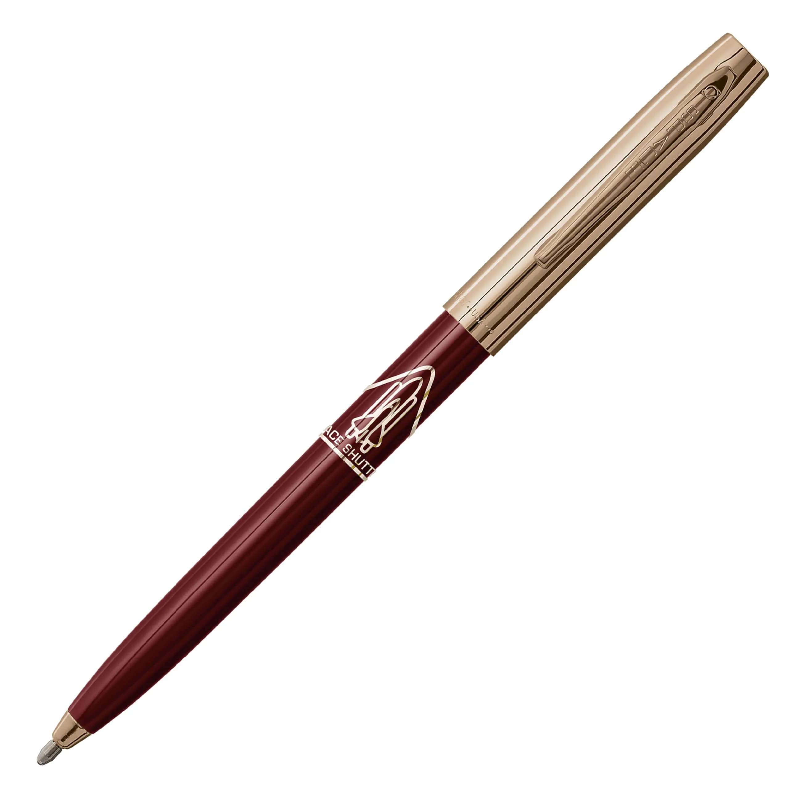 Fisher Space Pen Cap-O-Matic Blue Barrel / Chrome Cap Space Shuttle Imprint - Writes Upside Down — Burgundy Barrel / Gold Cap