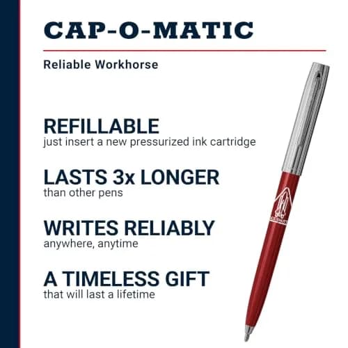 Fisher Space Pen Red Barrel / Chrome Cap Space Shuttle Imprint Cap-O-Matic Pen | Writes Upside Down & Extreme Temperatures thumbnail 2