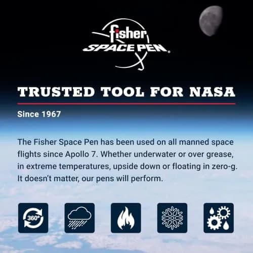 Fisher Space Pen Cap-O-Matic Blue Barrel / Chrome Cap Space Shuttle Imprint - Writes Upside Down thumbnail 4