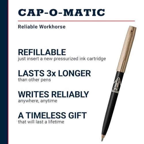 Fisher Space Pen Cap-O-Matic Blue Barrel / Chrome Cap Space Shuttle Imprint - Writes Upside Down thumbnail 2