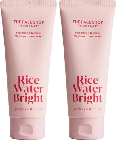 The Face Shop Rice Water Bright Foaming Cleanser 2x5.0 fl oz | Deep Pore Cleansing & Hydrating thumbnail 1