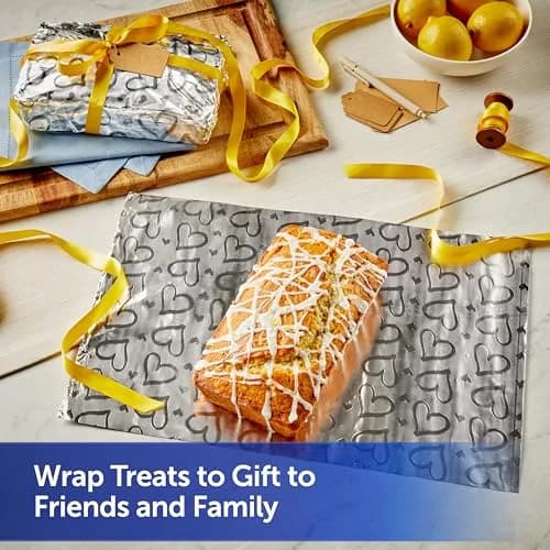 Reynolds Wrap Fun Foil Heart Patterned Aluminum Foil Roll 16.6 Yards x 12 Inches (50 Sq. Ft. Total, Pack of 2) | Embossed Hearts for Gifting & Food Prep thumbnail 4