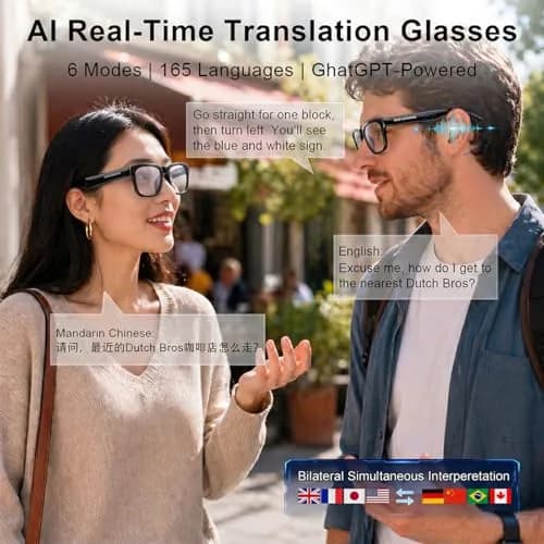 OhO sunshine Smart Glasses Photochromic Bluetooth Sunglasses | AI Real-Time Translation & Open-Ear Audio (36g, Shiny Black) thumbnail 2