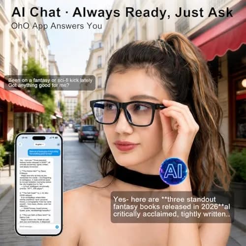 OhO sunshine Smart Glasses Photochromic Bluetooth Sunglasses | AI Real-Time Translation & Open-Ear Audio (36g, Shiny Black) thumbnail 3