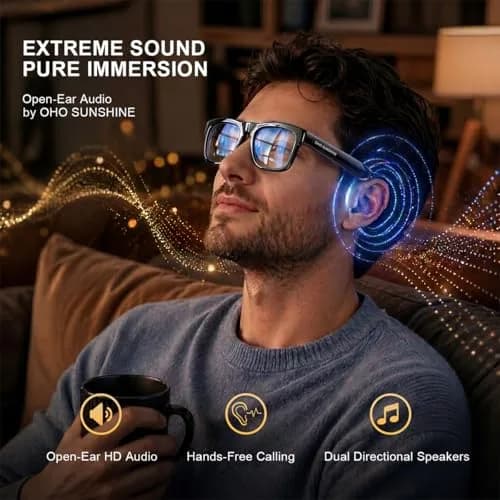OHO AI Smart Glasses with Blue Light Blocking Lens & Open Ear Bluetooth Audio, Unisex Standard Size | AI Translation & Hands-Free Calls thumbnail 4