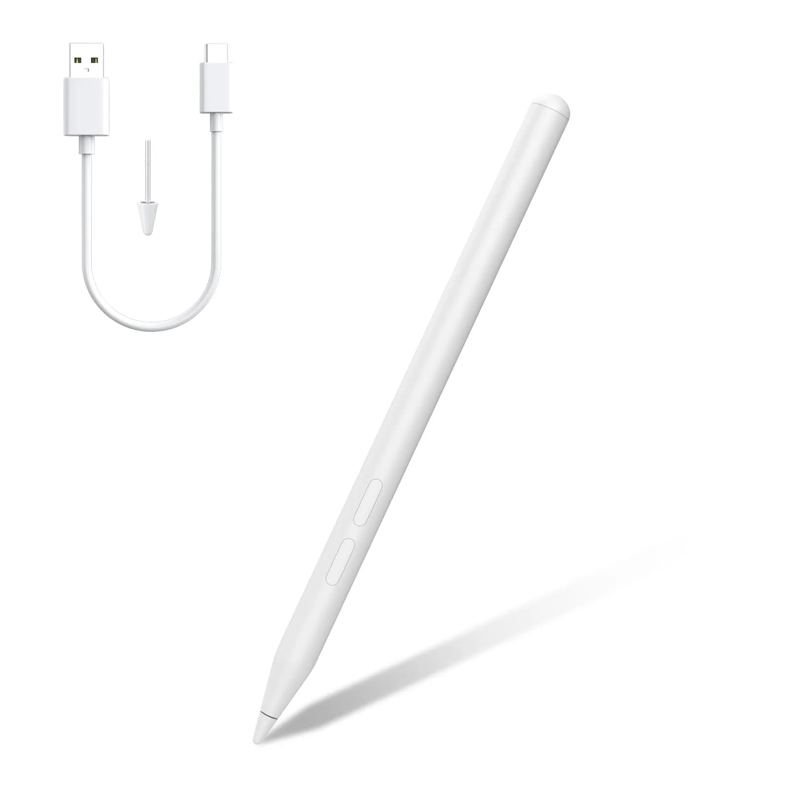 hacey Stylus Pen for Surface Pro 11/10/9/8/X/7+/6/5/4/3, Go 3/2/1, Laptop/Studio/Book 4/3/2/1, Kobo eReaders | 4096 Pressure Sensitivity, USB-C Fast Charge — 4097-white