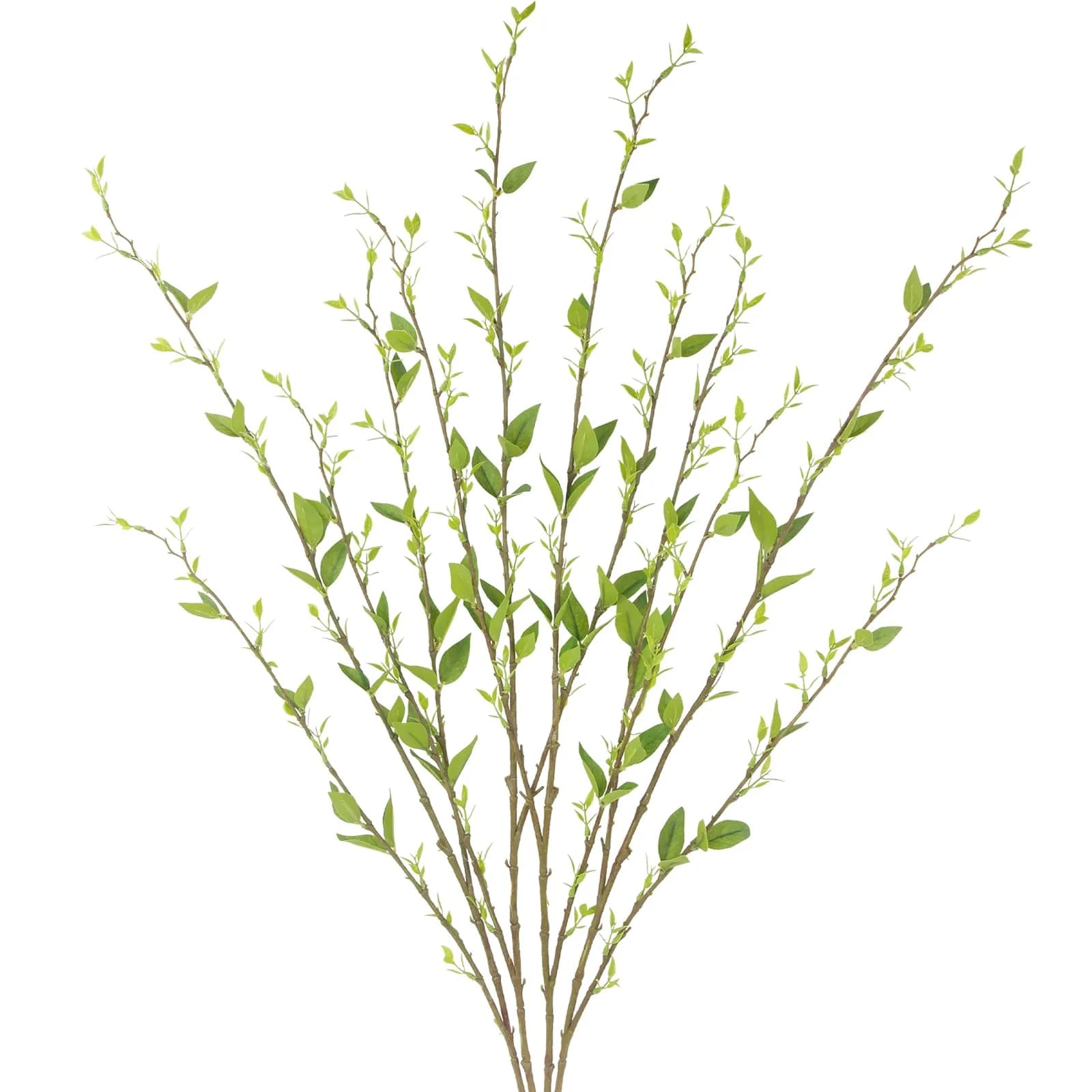 ACRYCS Artificial Branches with Leaves Green 37" (94cm) Faux Greenery Stems, Pack of 4 | Realistic Silk Foliage for Tall Vases