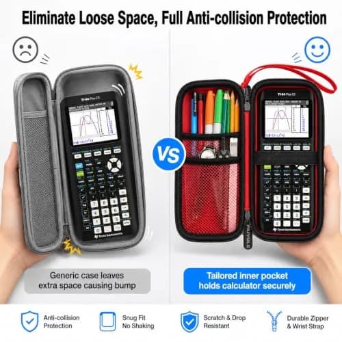 PAIYULE Red Hard Shell Calculator Case for TI-84 Plus CE/Evo/TI-30XS/TI-Nspire CX II, 23cm (9.06in) thumbnail 5