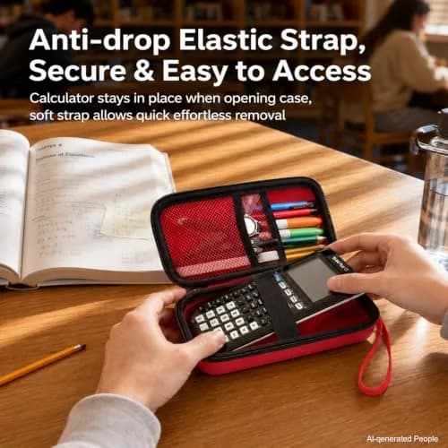 PAIYULE Red Hard Shell Calculator Case for TI-84 Plus CE/Evo/TI-30XS/TI-Nspire CX II, 23cm (9.06in) thumbnail 6