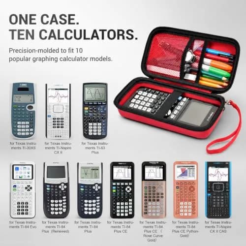 PAIYULE Red Hard Shell Calculator Case for TI-84 Plus CE/Evo/TI-30XS/TI-Nspire CX II, 23cm (9.06in) thumbnail 2