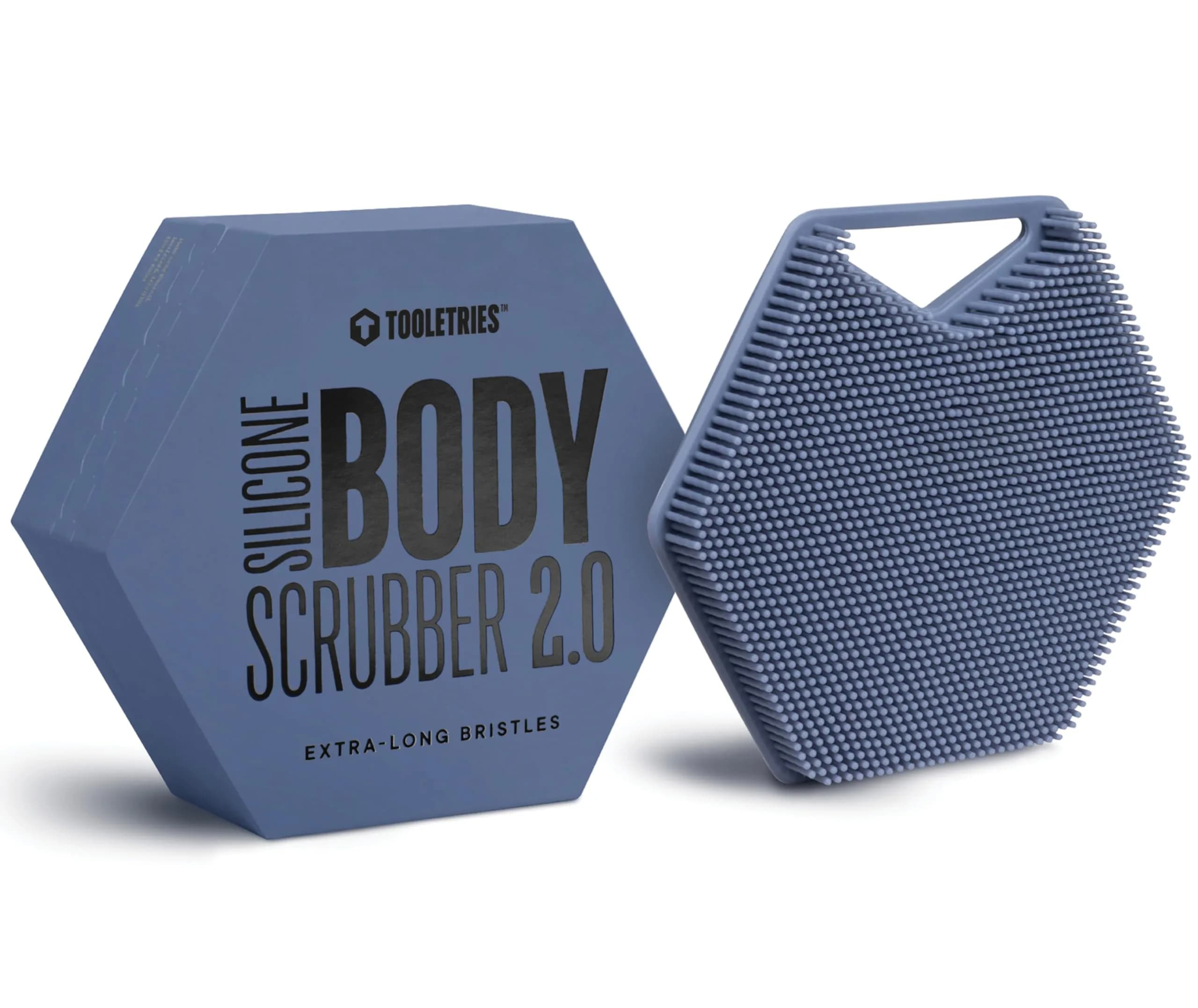 TOOLETRIES Silicone Body Scrubber 2.0 Charcoal | Longer Bristles for Deep Cleaning & Exfoliation — Glacier