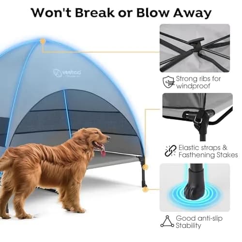 Veehoo Elevated Outdoor Dog Bed with Canopy & Cooling Shade 49" x 33" x 43.5" | Heavy Duty 150lb Capacity thumbnail 5