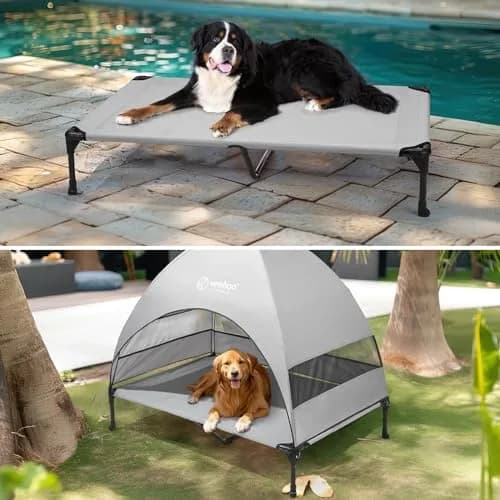 Veehoo Elevated Outdoor Dog Bed with Canopy & Cooling Shade 49" x 33" x 43.5" | Heavy Duty 150lb Capacity thumbnail 6