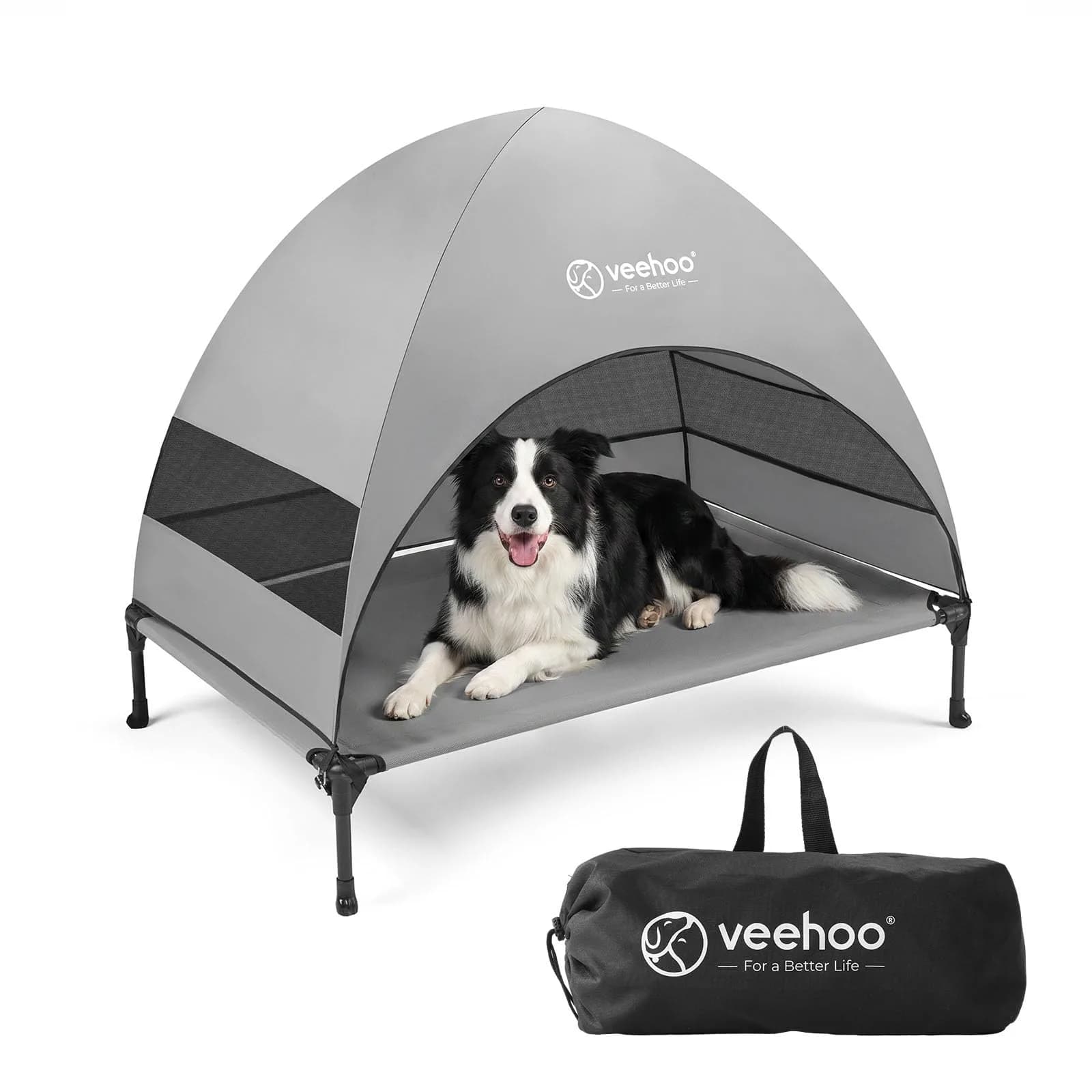 Veehoo Elevated Dog Bed with Canopy, Cooling Outdoor Shade 107cm x 76cm x 88cm | For Large Dogs Up to 68kg - main product image