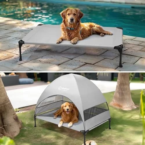 Veehoo Elevated Dog Bed with Canopy, Cooling Outdoor Shade 107cm x 76cm x 88cm | For Large Dogs Up to 68kg thumbnail 6