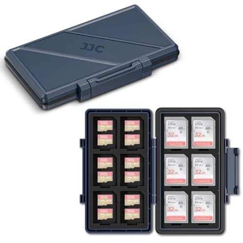 JJC Navy Blue Memory Card Case for 12 SD + 24 Micro SD Cards | Water-Resistant & Anti-Shock Holder thumbnail 1