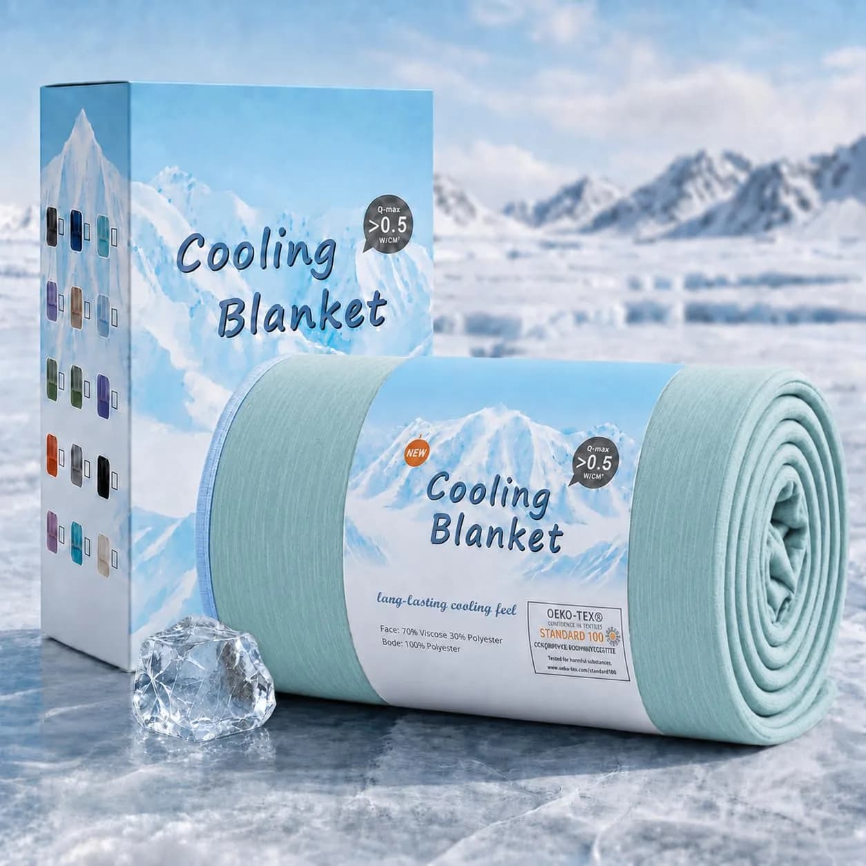 Topcee Cooling Blanket King Size 229cm x 274cm (90"x108") | Japanese Cooling Fiber, Q-Max > 0.5, Breathable