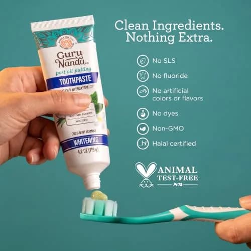 GuruNanda Hydroxyapatite Toothpaste with Neem & Vitamins 16.8oz (2x4.2oz) | Dentist-Recommended for Enamel Health thumbnail 7