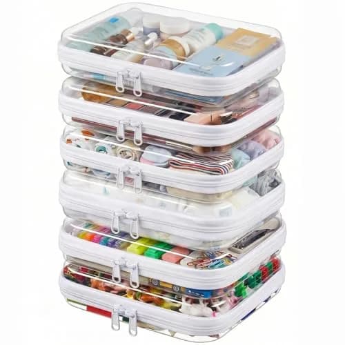 CarryEpic Clear Hard Shell Zipper Cases (6 Medium Packs) | TSA Approved Travel Organizer thumbnail 1