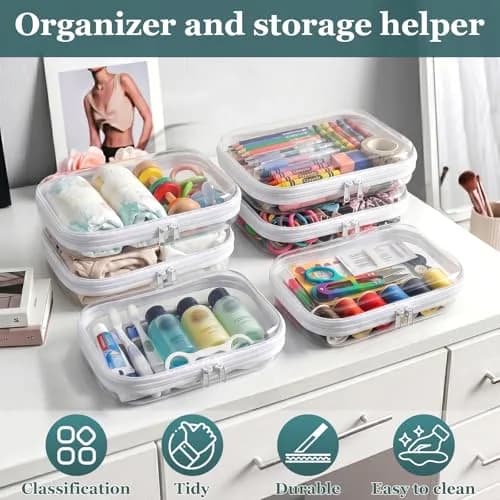 CarryEpic Clear Hard Shell Zipper Cases (6 Medium Packs) | TSA Approved Travel Organizer thumbnail 6