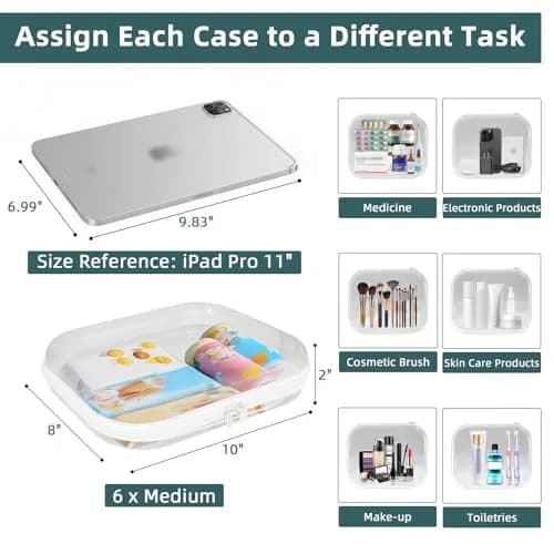 CarryEpic Clear Hard Shell Zipper Cases (6 Medium Packs) | TSA Approved Travel Organizer thumbnail 3