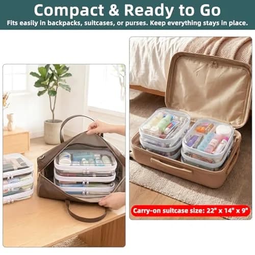 CarryEpic Clear Hard Shell Zipper Cases (6 Medium Packs) | TSA Approved Travel Organizer thumbnail 4