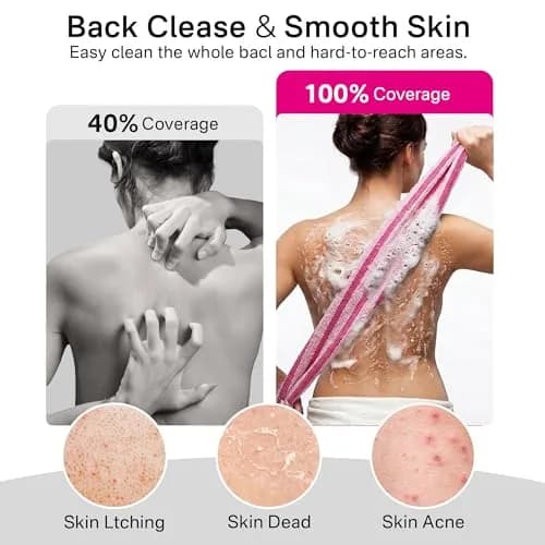 Yiclick Exfoliating Washcloth Towel, Back Scrubber 1 Count (Pack of 2) | Effective Dead Skin Removal thumbnail 4