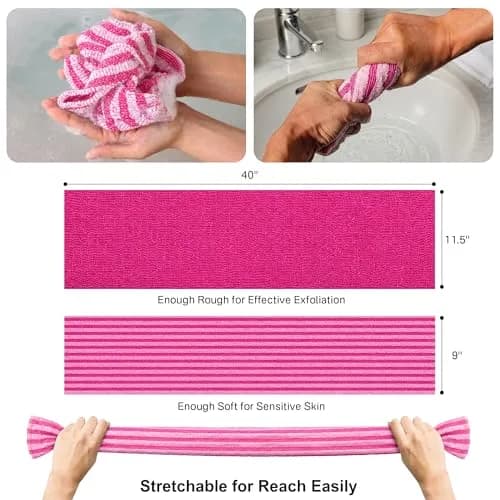 Yiclick Exfoliating Washcloth Towel, Back Scrubber 1 Count (Pack of 2) | Effective Dead Skin Removal thumbnail 8