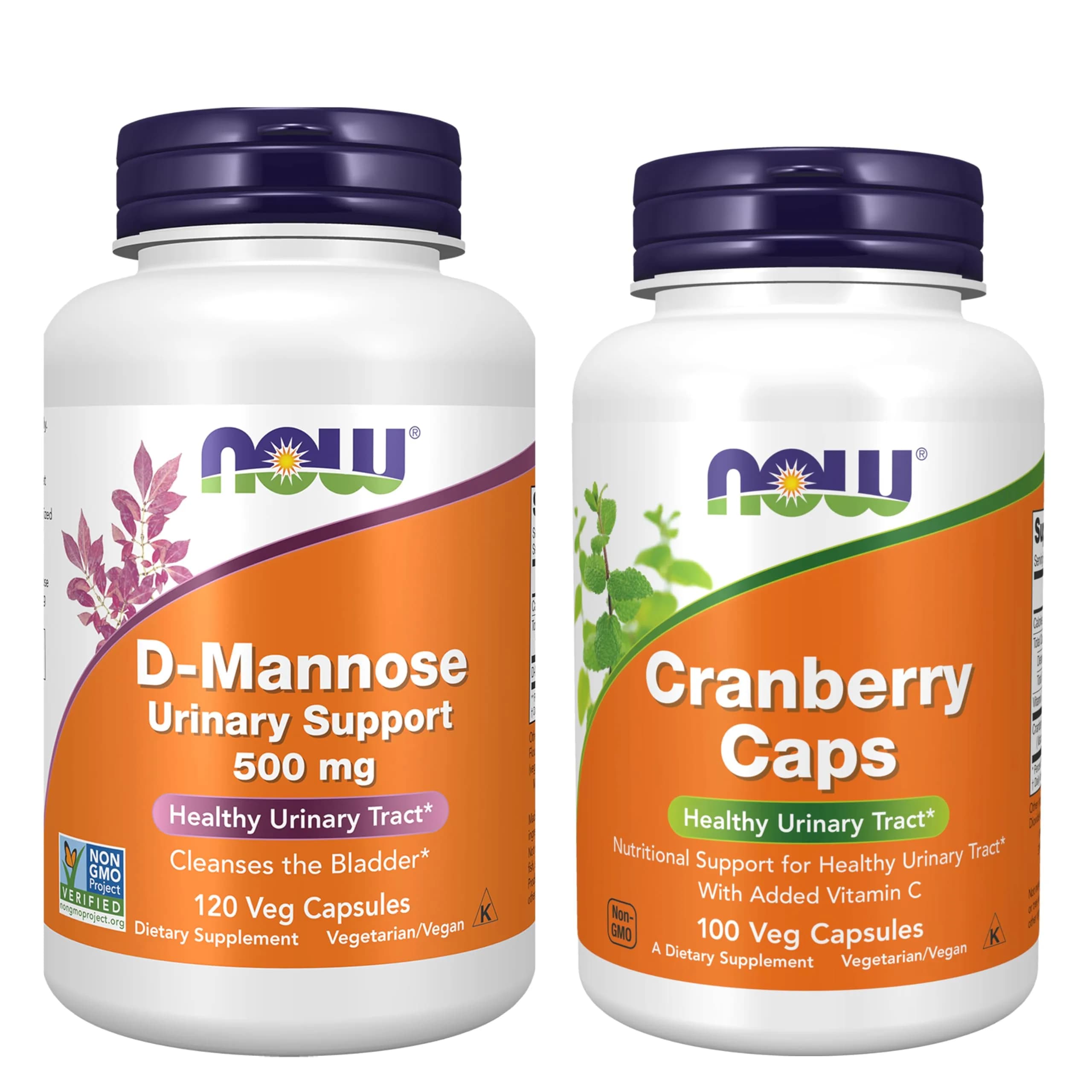 NOW Foods Urinary Tract Health Bundle D-Mannose 500mg & Cranberry 700mg 220 Count | Supports Bladder Health & Urinary Comfort