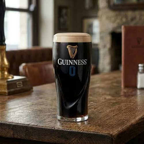 Guinness Official 0 Gravity Pint Glass 20oz (591ml) with Gold Harp & Blue Zero Logo | Authentic Irish Drinkware thumbnail 4