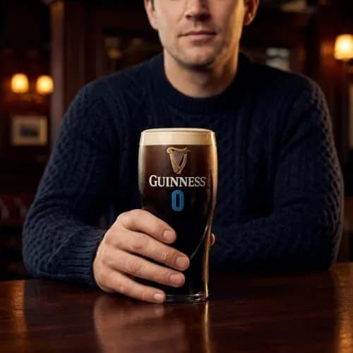Guinness Official 0 Gravity Pint Glass 20oz (591ml) with Gold Harp & Blue Zero Logo | Authentic Irish Drinkware thumbnail 3