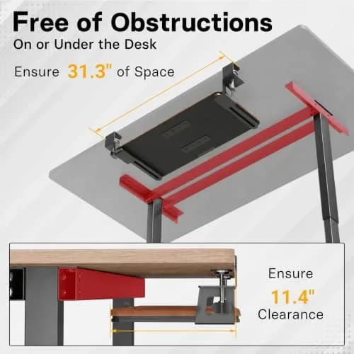 BONTEC Under Desk Keyboard Tray, Pull-Out Keyboard & Mouse Platform with C-Clamp Mount, Walnut (25.6 x 11.8 inch) thumbnail 5