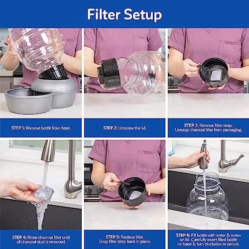 Petmate Replendish Gravity Waterer 0.5 Gallon (1.89 L) Blue Pack of 6 | Continuous Filtered Water Supply for Dogs and Cats thumbnail 7