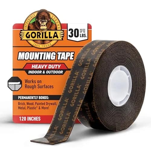 GORILLA Heavy Duty Double Sided Mounting Tape, Black Tape, 1 inch x 120 inches (Pack of 6) | Weatherproof for Indoor or Outdoor Use thumbnail 1