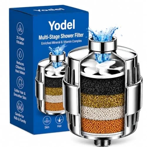 Yodel Shower Filter for Hard Water | Inline KDF-55 with Vitamin C, 8,000 Gallons, Polished Chrome thumbnail 1
