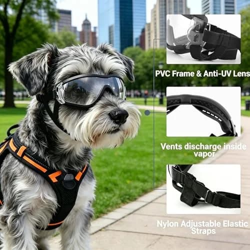 Enjoying Tactical Clear Dog Goggles for Small Breeds | UV Protection, Windproof, Adjustable thumbnail 4