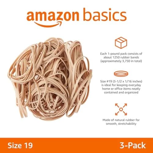 Amazon Basics Rubber Bands, Size 19 (3.5 x 0.06 Inch) | 3750 Bands (6-Pack, 5.6 lb) thumbnail 2