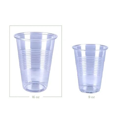 Amazon Basics Disposable Clear Plastic Cups for Cold Drinks, BPA-Free, Easy to Hold, 473ml (16oz) Pack of 100 | Value Pack for Everyday Use thumbnail 3