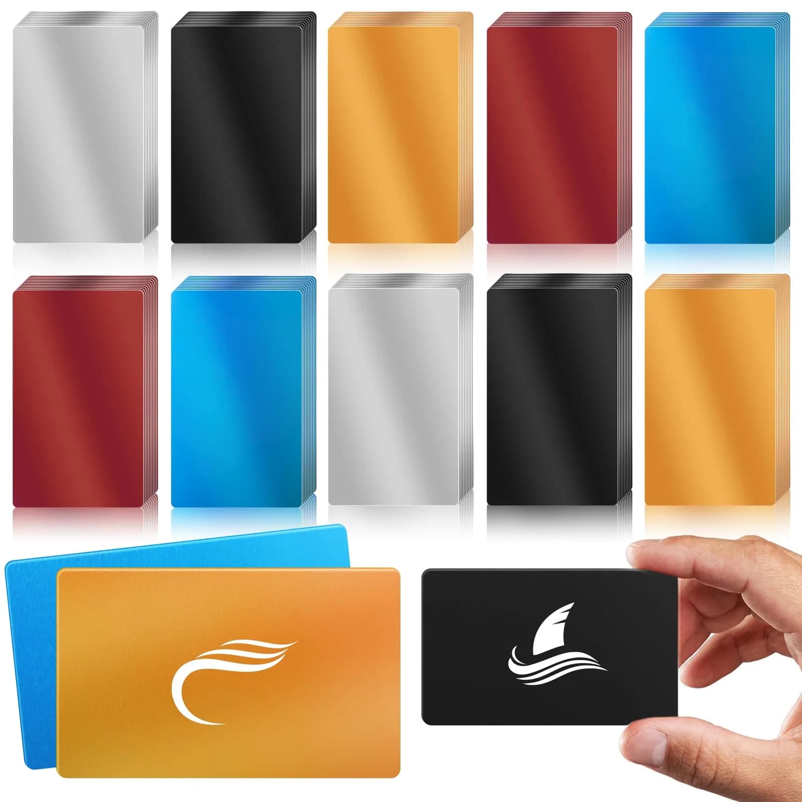 weparmeety Metal Business Cards 86 x 54 x 0.45mm | Aluminum Laser Engraving Blanks for Custom Designs — 5 Colors 0.45mm