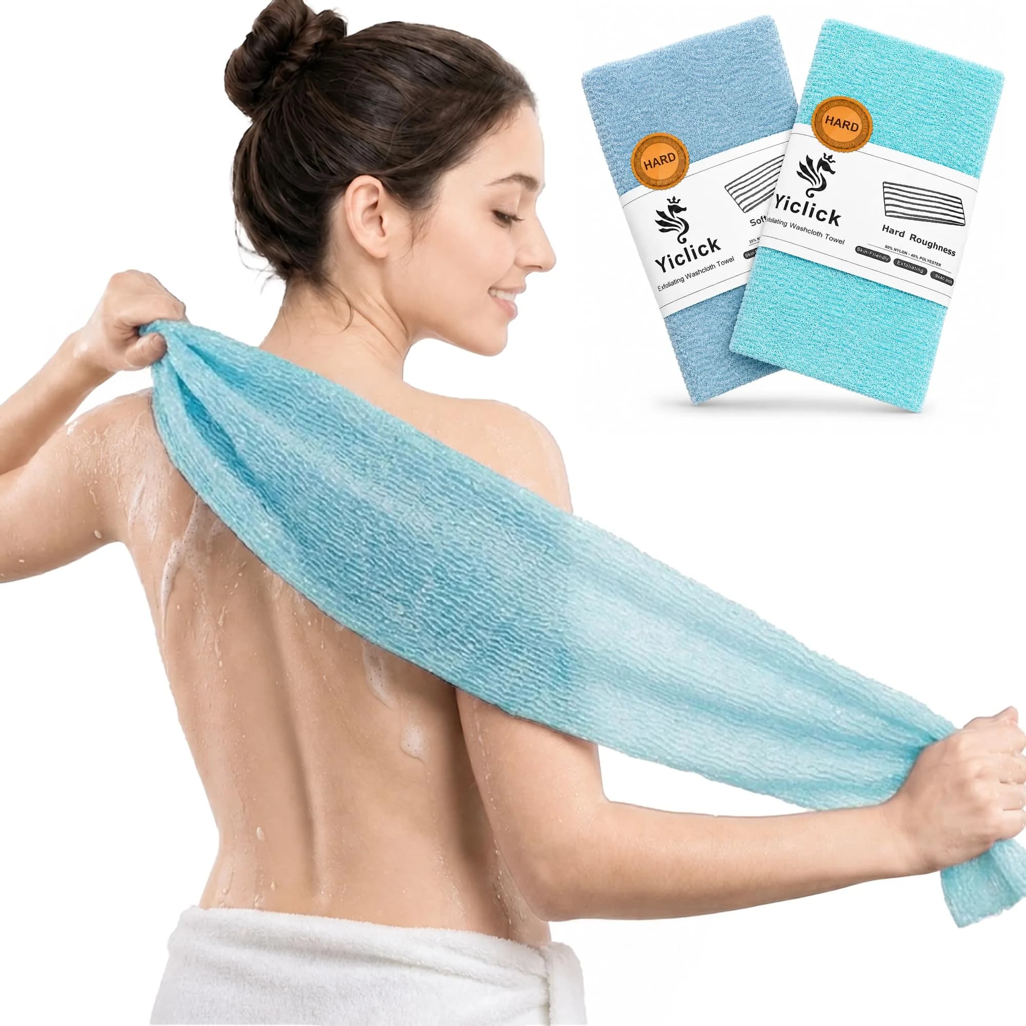 Yiclick Exfoliating Washcloth Towel 2 Pack | Effective Body Scrubber for Smooth Skin in Shower