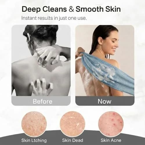 Yiclick Exfoliating Washcloth Towel 2 Pack | Effective Body Scrubber for Smooth Skin in Shower thumbnail 4