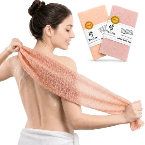 Yiclick Exfoliating Washcloth Towel 2-Pack (40-inch Length) | Korean Japanese Style Back Scrubber for Shower thumbnail 1