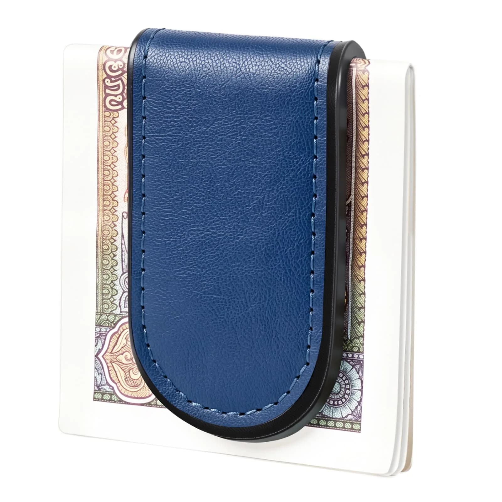Hpmjz Slim Magnetic Money Clip Leather Business Card Holder for Men Black | Compact & Durable — Blue