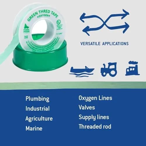 Gasoila Green PTFE Thread Seal Tape 1/2 Inch x 260 Inch | Leak-Proof, High-Density, Non-Toxic thumbnail 5