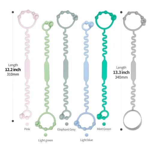 LJOWJVA Toy Straps - Pacifier Holder Clip with Self-Adjusting Bayonet, Pure Silicone, BPA-Free, Multi Colors | Baby Accessories thumbnail 2