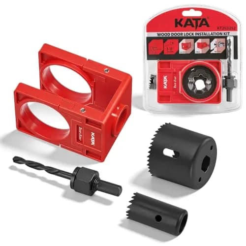 KATA Door Lock Installation Kit with Hole Saw & Guide Template for Wood Doors | Fits 1-3/8” to 1-3/4” Doors thumbnail 1