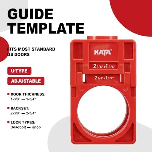 KATA Door Lock Installation Kit with Hole Saw & Guide Template for Wood Doors | Fits 1-3/8” to 1-3/4” Doors thumbnail 2