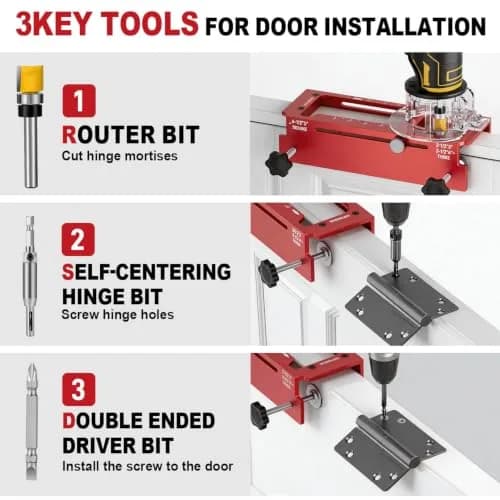 KATA Adjustable Door Hinge Jig for Router 2.5"-5" Hinges | Precision Mortise Tool Kit thumbnail 4