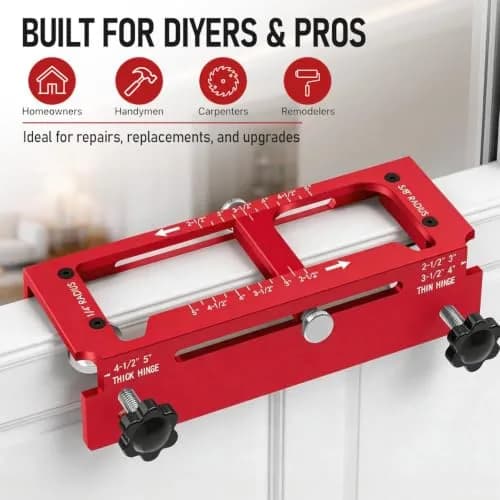 KATA Adjustable Door Hinge Jig for Router 2.5"-5" Hinges | Precision Mortise Tool Kit thumbnail 9